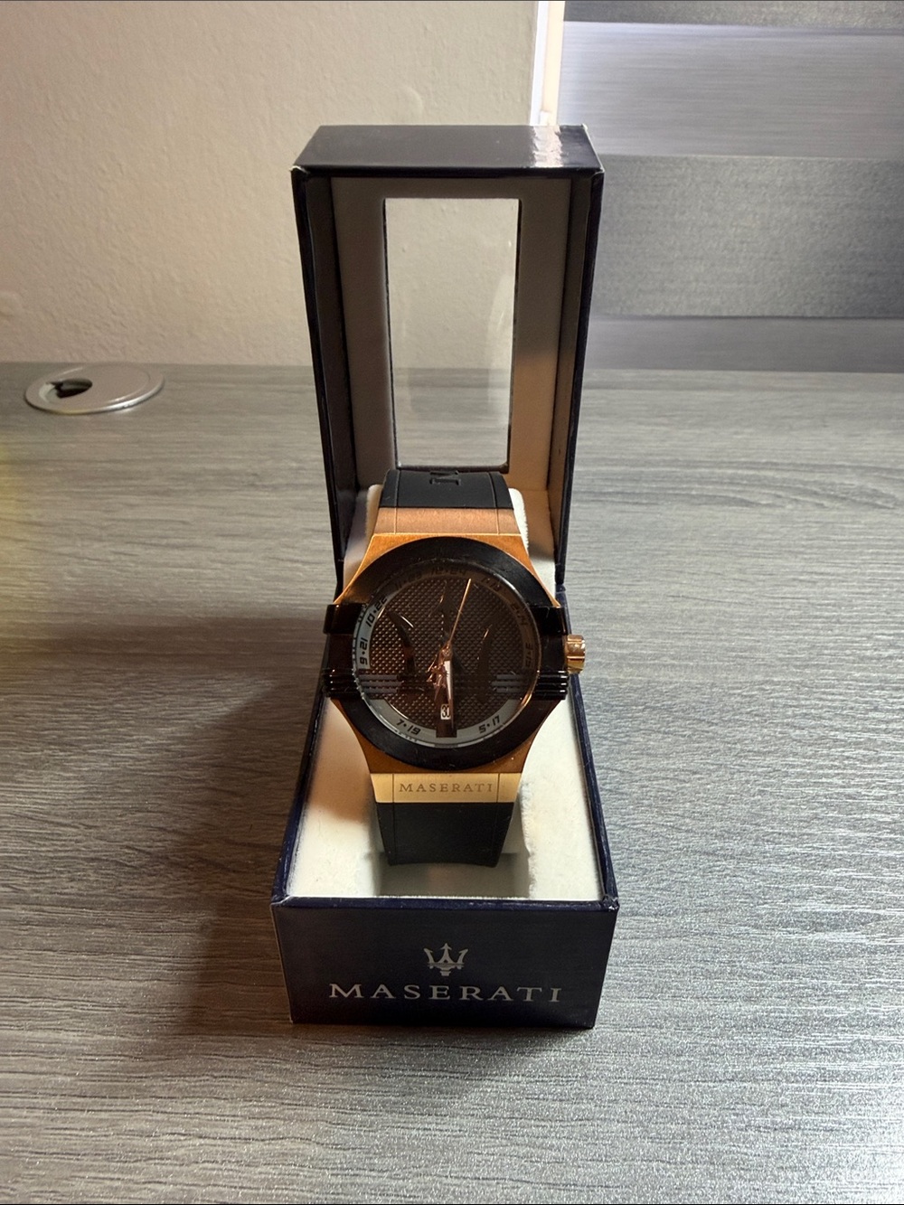 Men's Black and Rose Gold Sport Watch